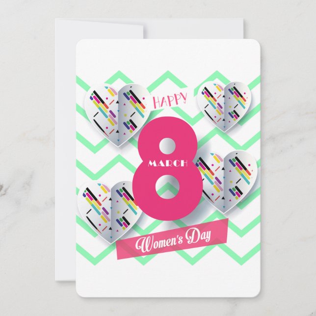 Tarjeta Festiva ¡Feliz día de la mujer! 8.º feriado internacional (Anverso)