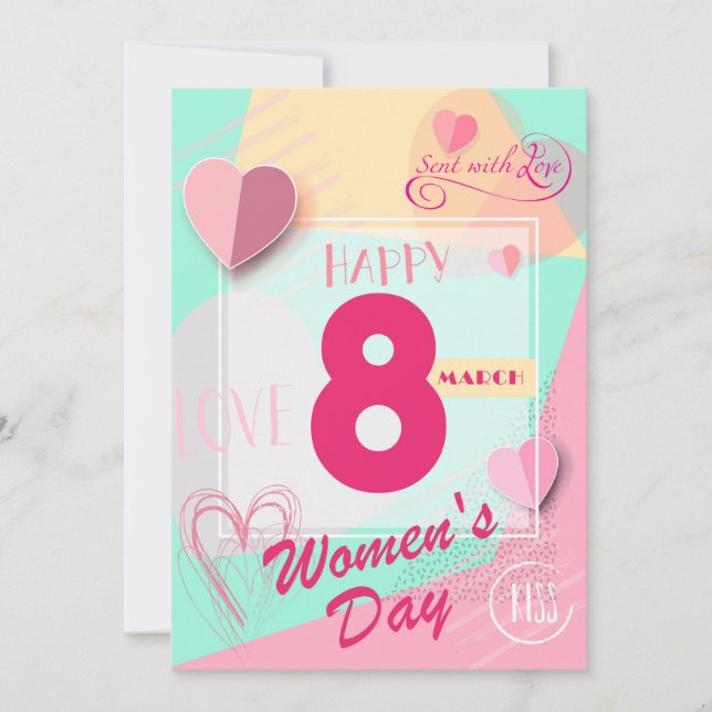Tarjeta Festiva ¡Feliz Día de la Mujer! 8.º feriado internacional (Anverso)