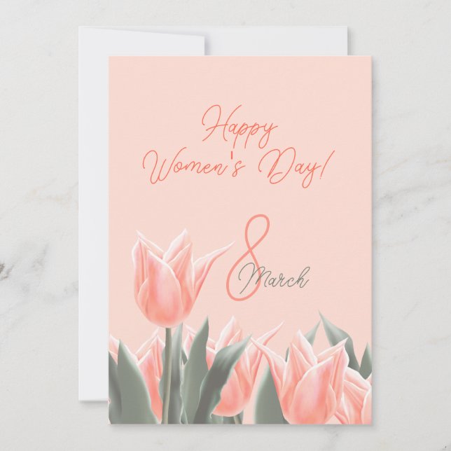 Tarjeta Festiva ¡Feliz día de la mujer! 8 de marzo Día Internacion (Anverso)