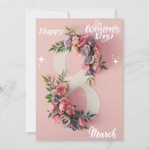 Tarjeta Festiva ¡Feliz día de la mujer! Fiesta internacional del 8