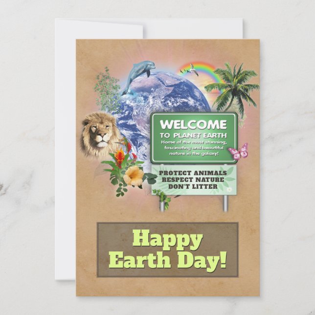 Tarjeta Festiva Feliz Día de la Tierra (Anverso)