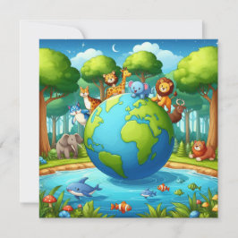 Tarjeta Festiva Feliz Día de la Tierra - Continente del Agua del Á