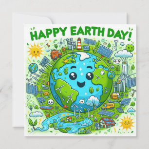 Tarjeta Festiva Feliz Día de la Tierra - Continente del Agua del Á