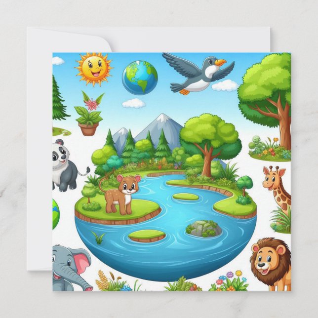 Tarjeta Festiva Feliz Día de la Tierra - Continente del Agua del Á (Anverso)