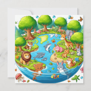 Tarjeta Festiva Feliz Día de la Tierra - Continente del Agua del Á