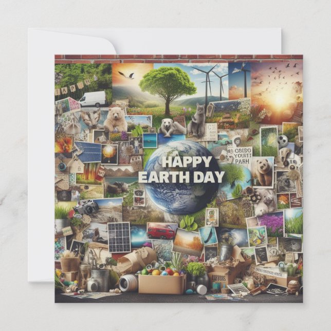 Tarjeta Festiva Feliz Día de la Tierra - Continente del Agua del Á (Anverso)