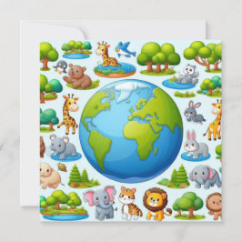 Tarjeta Festiva Feliz Día de la Tierra - Continente del Agua del Á