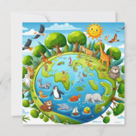 Tarjeta Festiva Feliz Día de la Tierra - Continente del Agua del Á
