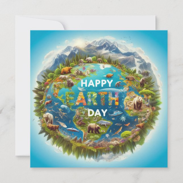 Tarjeta Festiva Feliz Día de la Tierra - Continente del Agua del Á (Anverso)