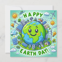 Tarjeta Festiva Feliz Día de la Tierra - Continente del Agua del Á