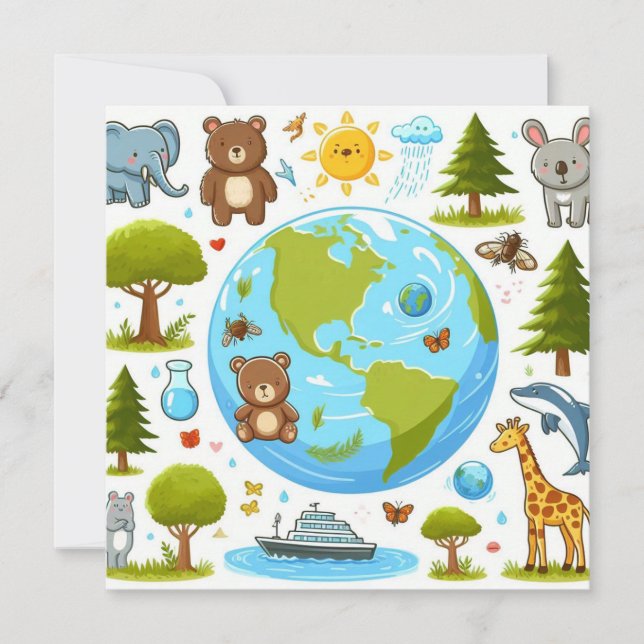 Tarjeta Festiva Feliz Día de la Tierra - Continente del Agua del Á (Anverso)