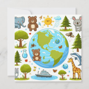 Tarjeta Festiva Feliz Día de la Tierra - Continente del Agua del Á