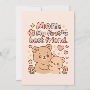 Tarjeta Festiva Feliz día de las madres con diseño de oso