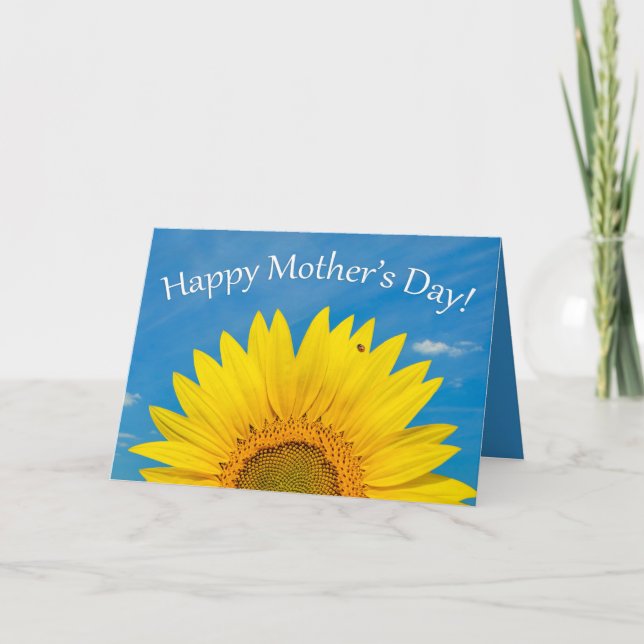 Tarjeta Festiva Feliz Día de las Madres Hermoso Girasol con Mariqu (Anverso)