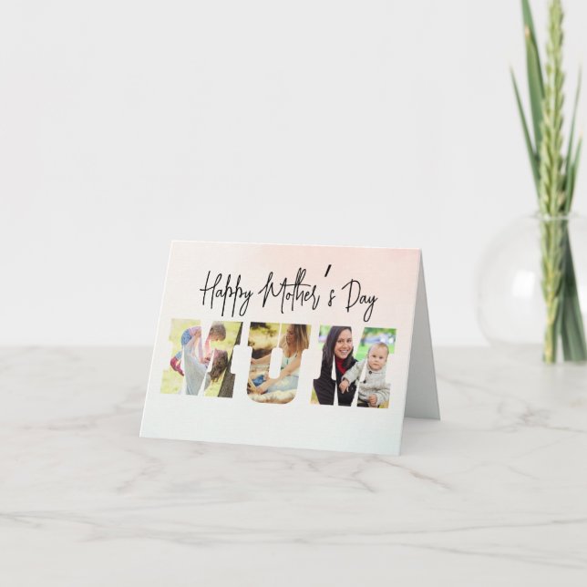Tarjeta Festiva Feliz Día de las Madres Mamá Collage de Fotos Pers (Anverso)