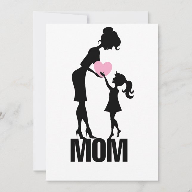 Tarjeta Festiva Feliz Día de las Madres Mamá y Niña (Anverso)
