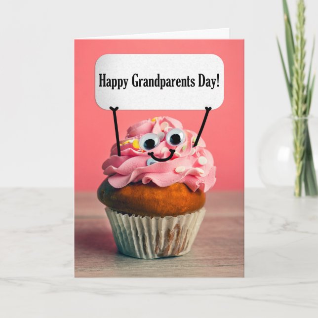 Tarjeta Festiva Feliz Día de los Abuelos, tarta dulce con Rótulo (Anverso)