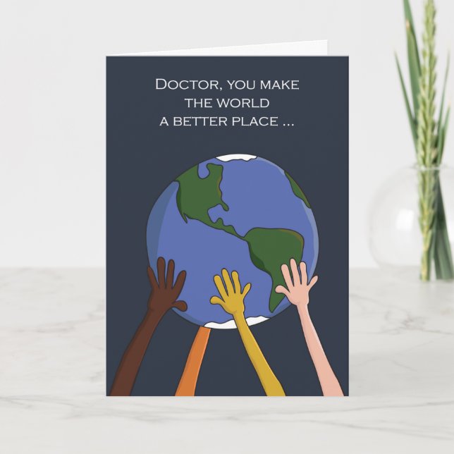 Tarjeta Festiva Feliz Día de los Médicos Manteniendo el Ilustracio (Anverso)