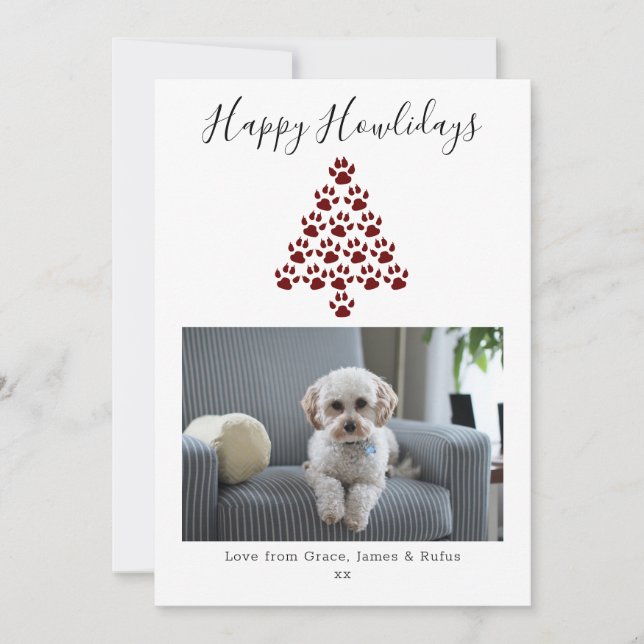 Tarjeta Festiva Feliz Día de los Navidades de perro de Howlidays F (Anverso)