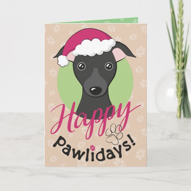 Tarjeta Festiva Feliz Día de los Navidades Personalizado Perro Neg (Anverso)