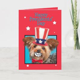 Tarjeta Festiva Feliz Día de los Presidentes Patriotic Yorkie Dog