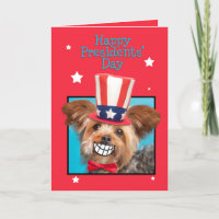 Feliz Día de los Presidentes Patriotic Yorkie Dog