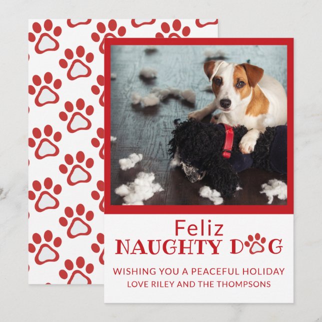 Tarjeta Festiva Feliz Día de los trapos rojos de perro Mascota fot (Anverso / Reverso)
