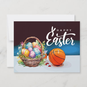 Tarjeta Festiva Feliz día de Pascua para jugador de baloncesto