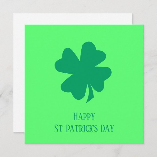 Tarjeta Festiva Feliz Día de San Patricio 2025 Green Shamrock irla (Anverso / Reverso)