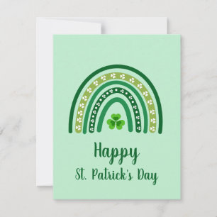 Tarjeta Festiva Feliz día de San Patricio Arcoíris Verde