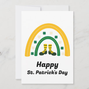 Tarjeta Festiva Feliz día de San Patricio Arcoíris Verde Dorado 