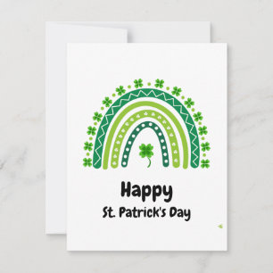 Tarjeta Festiva Feliz día de San Patricio Arcoíris Verde Oro