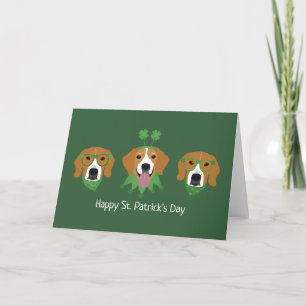 Tarjeta Festiva Feliz día de San Patricio Beagle Dogs