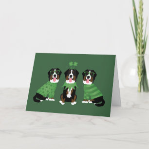 Tarjeta Festiva Feliz día de San Patricio Bernese Mountain Dogs