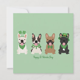Tarjeta Festiva Feliz día de San Patricio Bulldogs Franceses