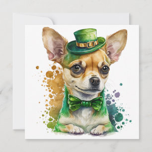 Tarjeta Festiva Feliz día de San Patricio cachorro Chihuahua