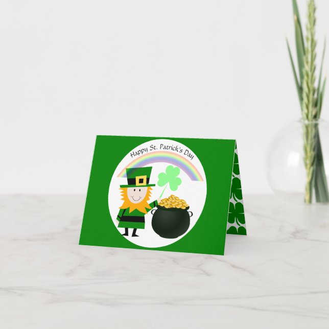 Tarjeta Festiva Feliz Día de San Patricio con saludo interno (Anverso)