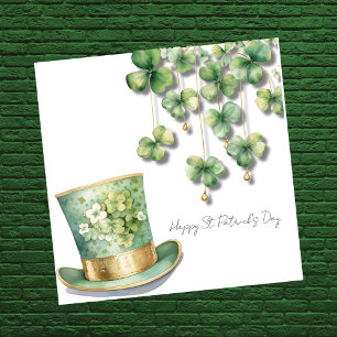 Tarjeta Festiva Feliz día de San Patricio con sombrero de duende d