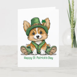 Tarjeta Festiva Feliz día de San Patricio Corgi Perro