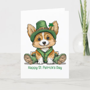 Tarjeta Festiva Feliz día de San Patricio Corgi Perro