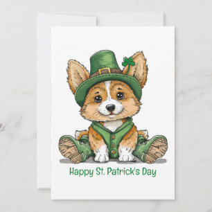 Tarjeta Festiva Feliz día de San Patricio Corgi Perro