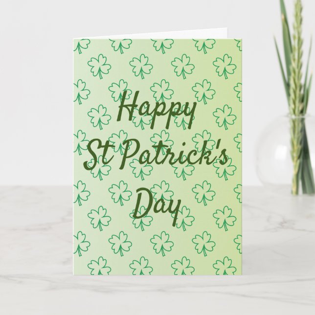 Tarjeta Festiva Feliz día de San Patricio cuatro trébol verde (Anverso)