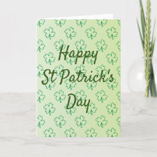 Tarjeta Festiva Feliz Día de San Patricio cuatro trébol verde sham