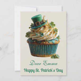 Tarjeta Festiva Feliz día de San Patricio Cupcake de la suerte