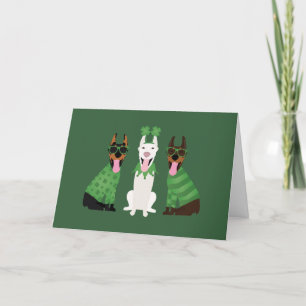 Tarjeta Festiva Feliz día de San Patricio Dobermann Dogs