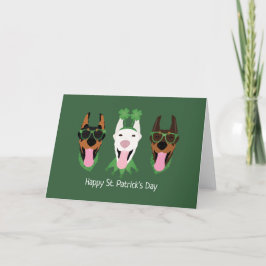 Tarjeta Festiva Feliz día de San Patricio Dobermann Dogs