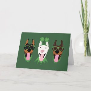 Tarjeta Festiva Feliz día de San Patricio Dobermann Dogs