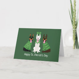 Tarjeta Festiva Feliz día de San Patricio Dobermann Dogs