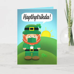 Tarjeta Festiva Feliz Día de San Patricio en máscara facial