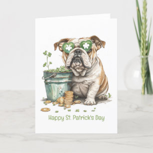 Tarjeta Festiva Feliz día de San Patricio English Bulldog
